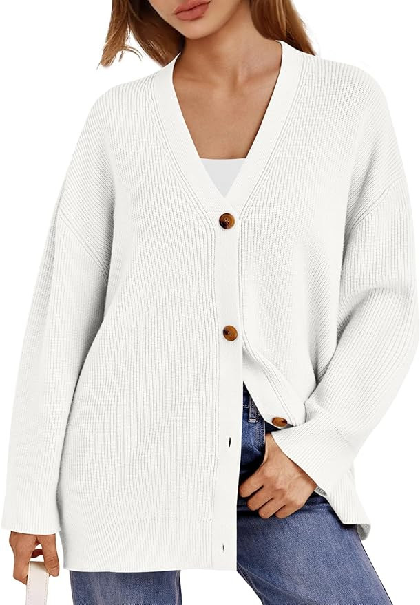 LILLUSORY Women's Cardigan 2023 Open Front Oversized Button Lightweight Sweaters V Neck Loose Car... | Amazon (US)