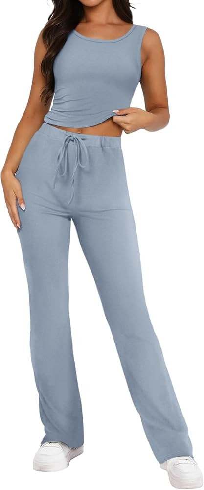 Bloggerlove Womens 2 Piece Outfits Summer Top and Pants Sets Trendy Matching Loungewear 2024 Loun... | Amazon (US)