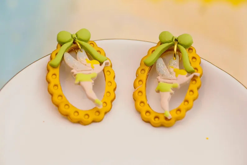 Handmade Tinkerbell Earrings | Lightweight Polymer Clay, Disney Jewelry - Etsy | Etsy (Global)