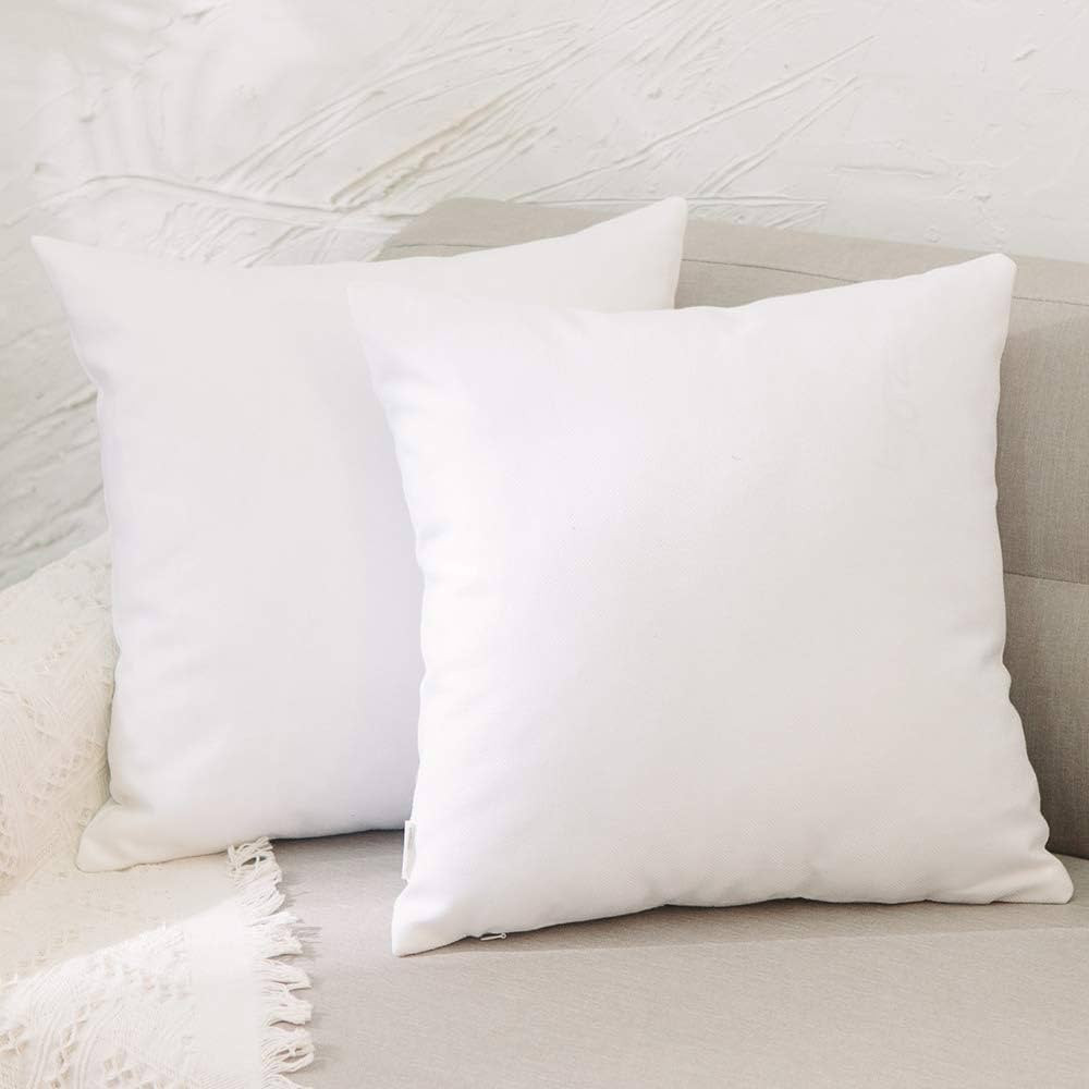 2 Piece Pure White Pillow Cover Faux Linen Square Decorative Throw Cushion Case Pillowcase with S... | Amazon (US)