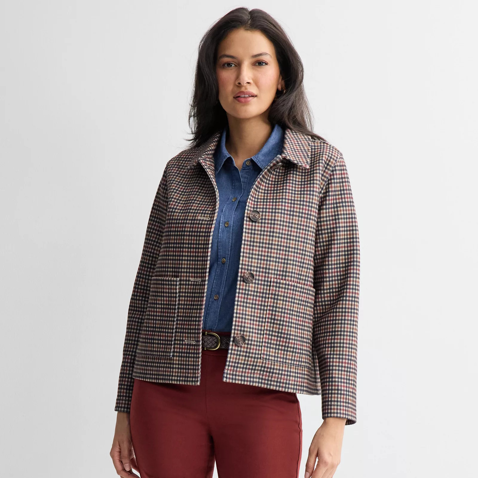 Women's Croft & Barrow® Plaid Jacket, Size: Large, Lush Plaid | Kohl's