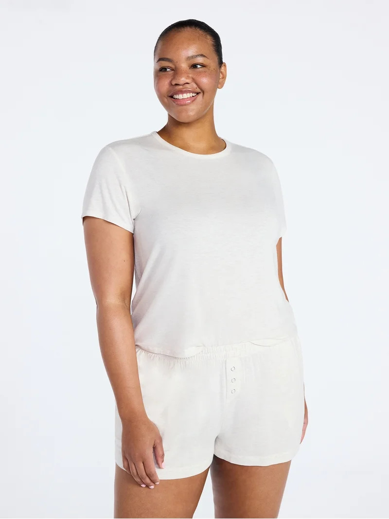 Joyspun Women’s Scoop Neck Sleepwear Modal Tee with Short Sleeves, Sizes S-3X | Walmart (US)