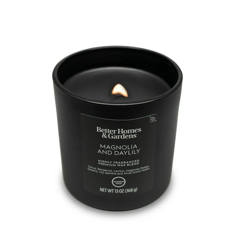 Better Homes & Gardens 13oz Magnolia and Daylily Scented Wooden Wick Jar Candle - Walmart.com | Walmart (US)