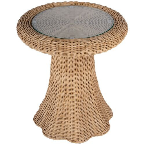 Sunny Scallop Rattan End Table - Natural - Brown | One Kings Lane
