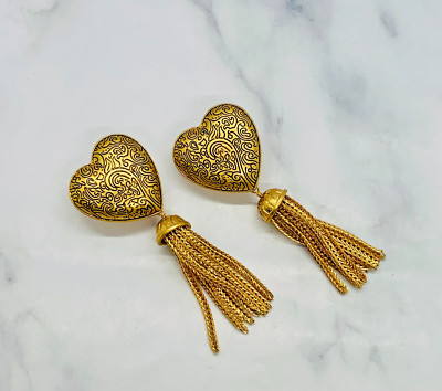 Auth YSL YVES SAINT LAURENT Vintage Heart Tassel Earrings - Pre owned / LQ5408  | eBay Australia | eBay AU