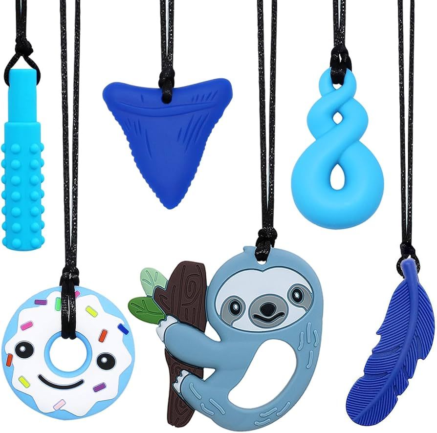 Sensory Chew Necklace for Kids Boys Girls, 6 Pack Silicone Chew Toys for Kids with ADHD Autism, A... | Amazon (US)