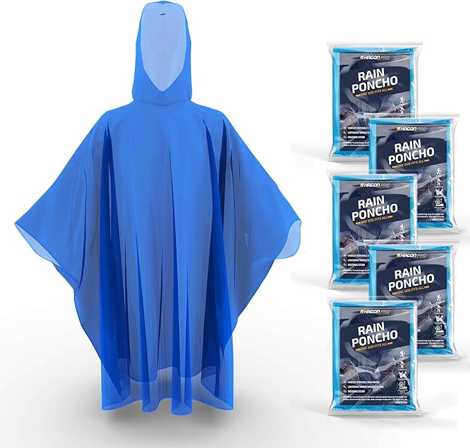 Hagon PRO Disposable Rain Ponchos for Adults (5 Pack) | Amazon (US)