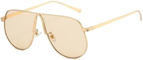 Oversized Aviator Sunglasses for Women Men 70s Gold Metal Frame Square Aviator Sun Glasses Big Sh... | Amazon (US)