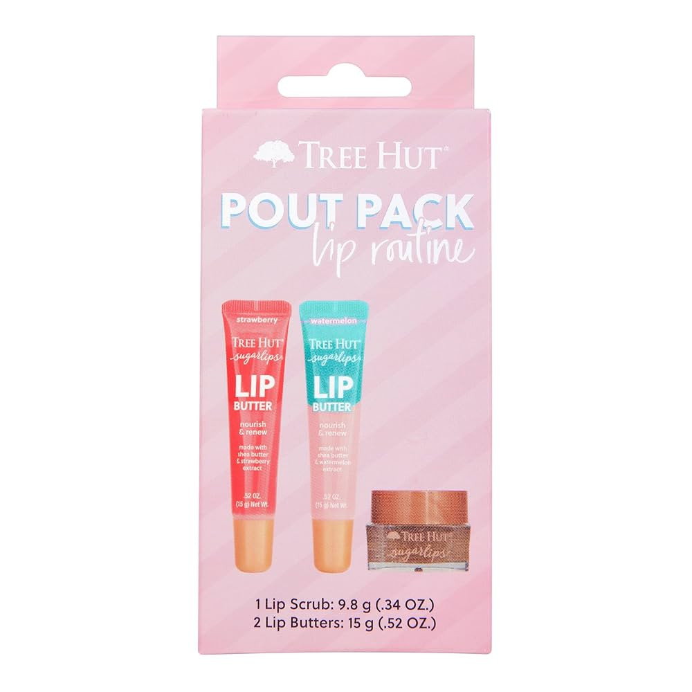 Tree Hut Sugarlips Pout Pack Lip Routine Set, 1 Lip Scrub (0.34 oz) + 2 Lip Butters, Strawberry &... | Amazon (US)