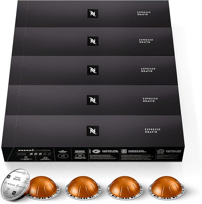 Nespresso Vertuo Orafio, Medium Roast Espresso Coffee capsules, 50 Pack | Amazon (US)