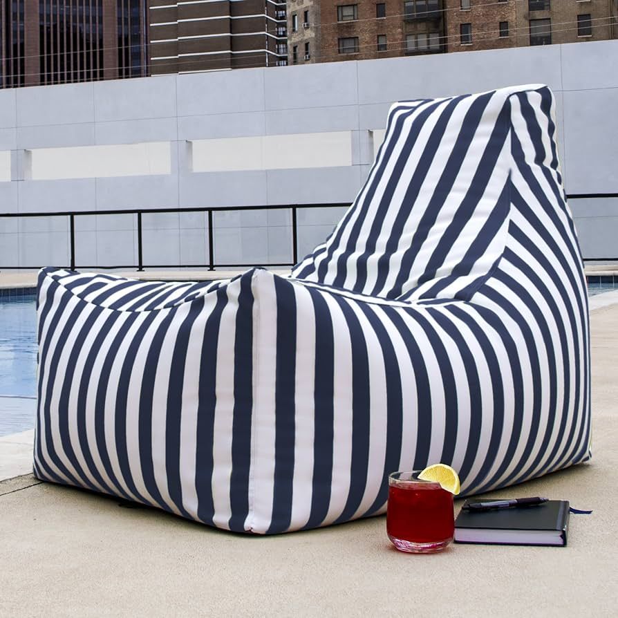 Jaxx Juniper Outdoor Bean Bag Patio Chair, Navy Stripes | Amazon (US)