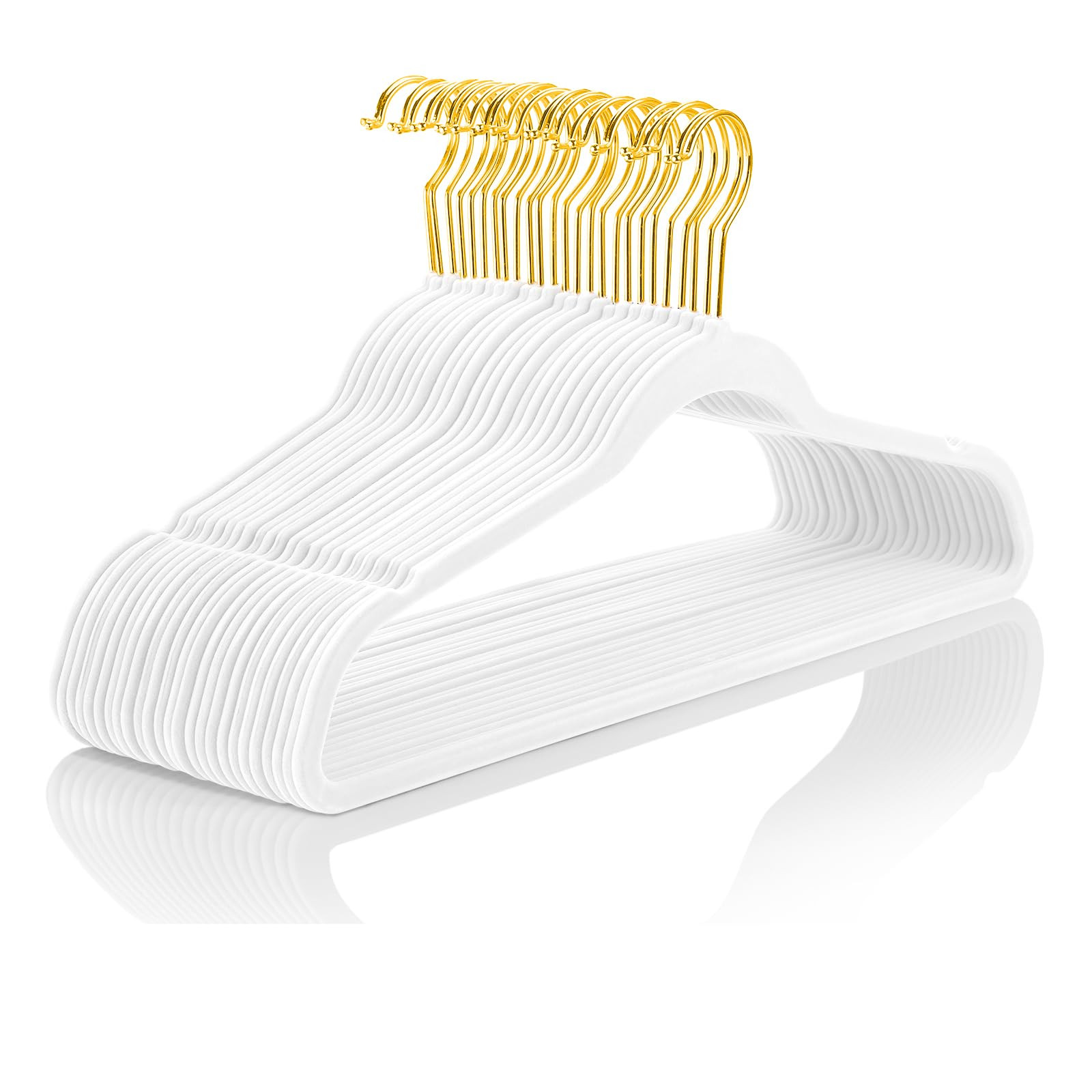 MIZGI Premium Velvet Hangers Pack 30 Pcs Heavyduty - Non Slip Slimline - Velvet Suit Hanger White... | Amazon (US)