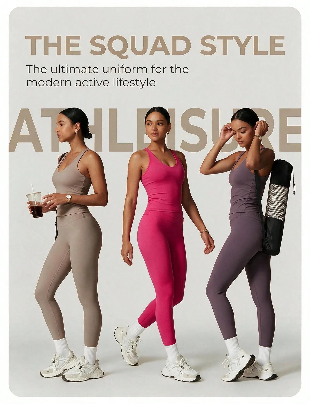 MASKERT Conjunto de yoga athleisure de 2 piezas para mujer, top corto de tirantes ajustables y espalda nadadora con leggings de cintura alta que realzan los glúteos y controlan el abdomen | SHEIN