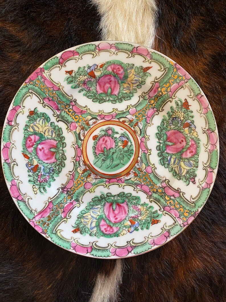 Vintage Canton Famille Rose Medallion 8 Salad Plates Verte Famille Mid 20th Century Chinoiserie V... | Etsy (US)