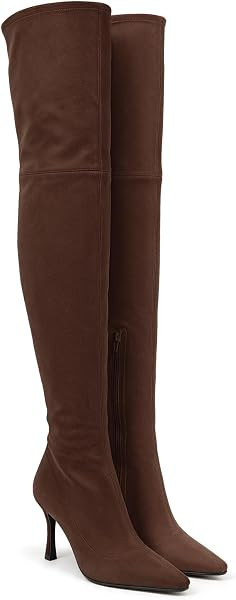 Coutgo Womens Over the Knee High Boots Kitten Heel Zip Thigh High Boots | Amazon (US)