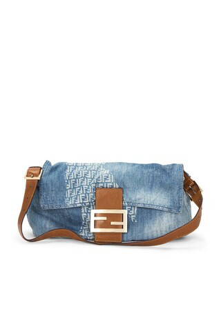 Fendi Denim Zucchino Baguette Shoulder Bag in Blue | FWRD 