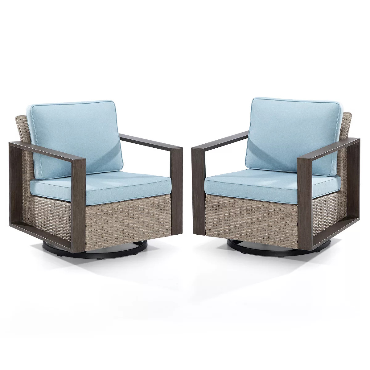 UPTIOT Swivel Wicker Outdoor Lounge Chair (Set of 2) Sky Blue | Target