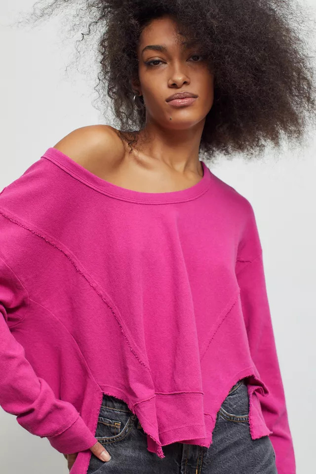 UO Rebel Raw-Edge Long Sleeve Tee | Urban Outfitters (US and RoW)