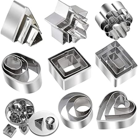 Mini Cookie Cutter Shapes Set - 24 Pieces Stainless Steel Metal Small Molds - Flower, Heart, Star, G | Amazon (US)