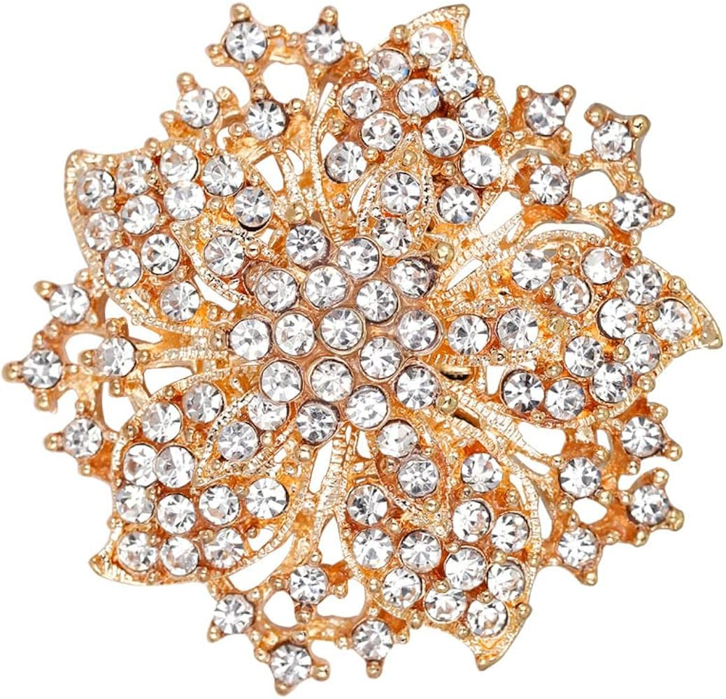 Ezing Fashion Jewelry Beautiful Gold Plated Rhinestone Crystal Brooch Pin For Woman (gold) | Amazon (US)