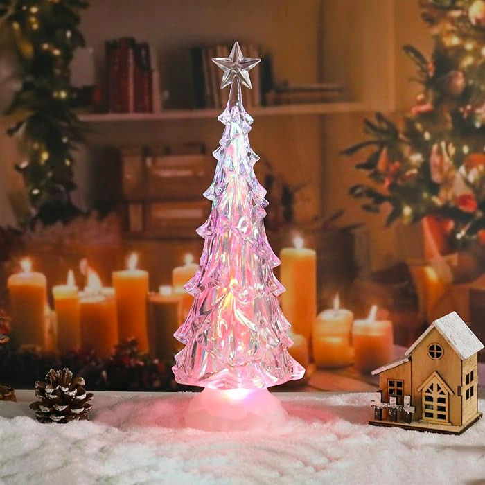 Acrylic Christmas Tree Night Light Light Up Tabletop Decor Christmas Tree, Christmas Crystal Tree... | Amazon (US)