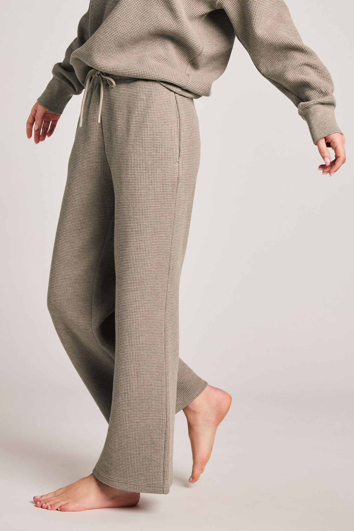 Waffle Knit Cropped Track Pant in Mink | Negative Underwear