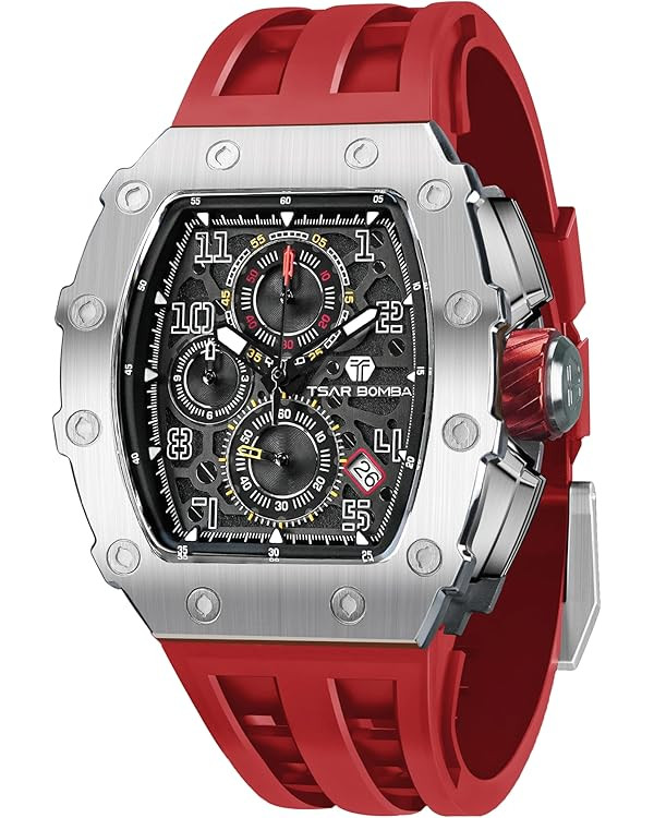 TSAR BOMBA Mens Watches Luxury Tonneau Watches for Men Waterproof 50M Analog Replica Watch Chrono... | Amazon (US)