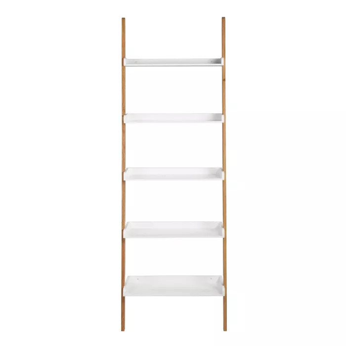 76" Remus Ladder Bookshelf Modern Oak and White - Universal Expert | Target