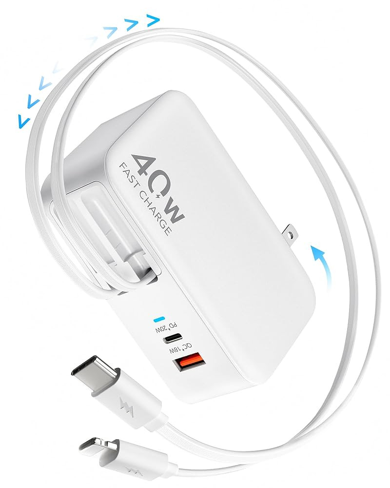 Hatalkin 4-in-1 Retractable Wall Charger Plug Travel Essentials Dual USB Ports and 35.5in/90cm Li... | Amazon (US)