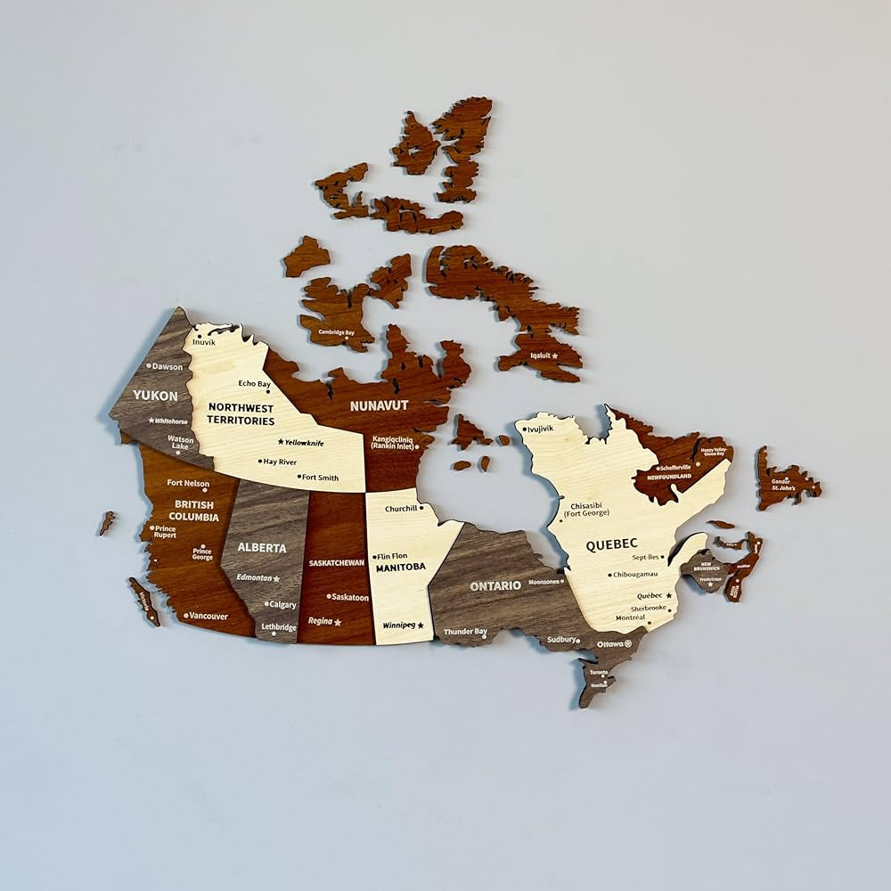 Multilayered Wooden 3D Canada Map, Gift for Canadian Friend, Canada Wooden Wall Decor, Map for Tr... | Amazon (CA)