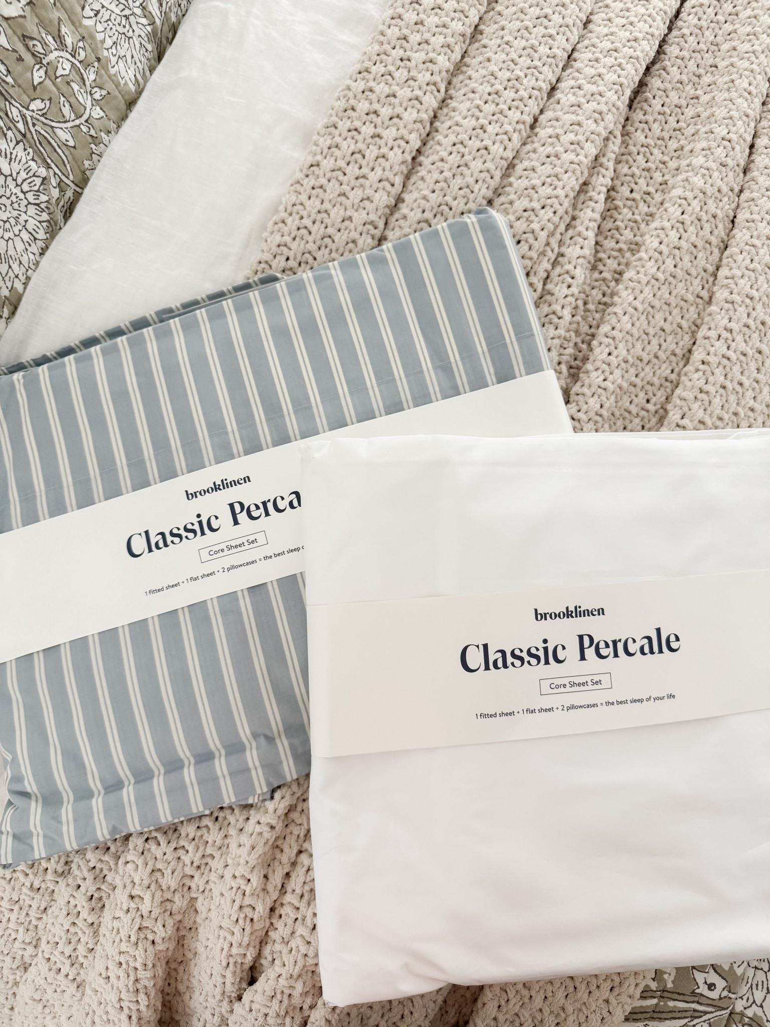 Amazon Neutral coastal bedroom Brooklinen sheets, layered throw blankets, textured knit coverlet, and soft patterned pillows, layered spring bedroom look. 
Spring bedding, neutral bedroom decor, layered bedding, spring bedding, coastal bedroom, throw blanket, knit coverlet, patterned pillows, light wood nightstands, white table lamps, cozy bedroom, serene bedroom style, sherri calnan home

#LTKHome