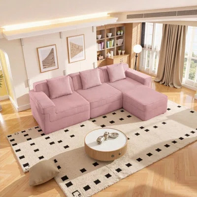 No-Assembly Cloud Modular Sectional Sofa - Deep Seat Boneless Design with Ottoman (3-Seater) | Wayfair North America