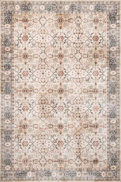 Beige Kimora Washable Vintage Area Rug | Rugs USA