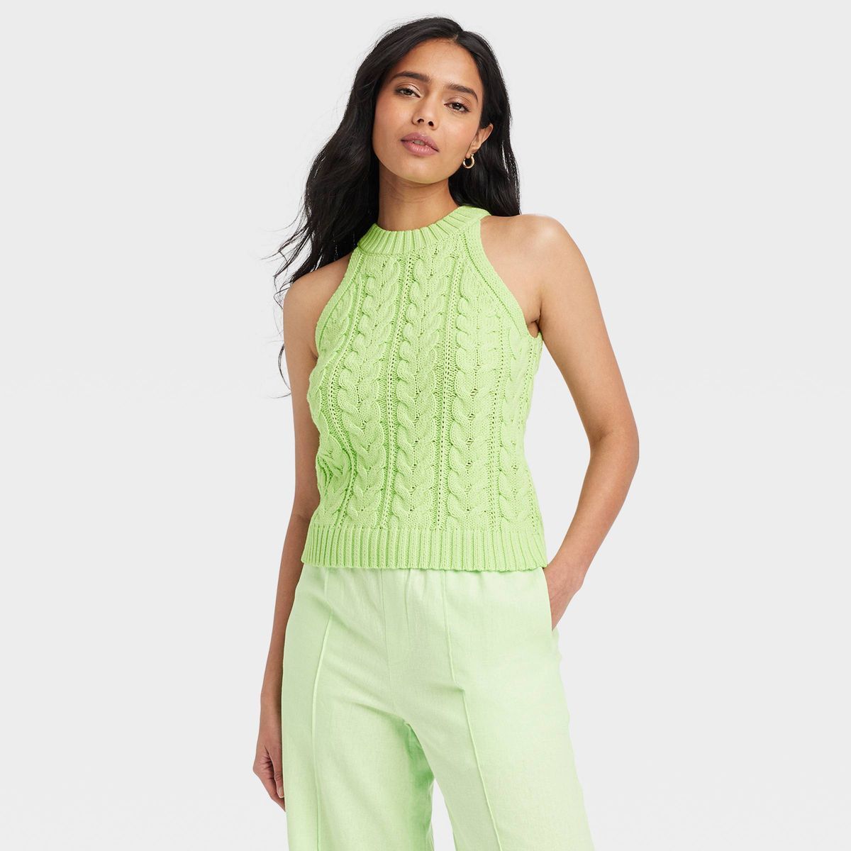 Women's Halter Neck Pullover Sweater - A New Day™ Green XS | Target