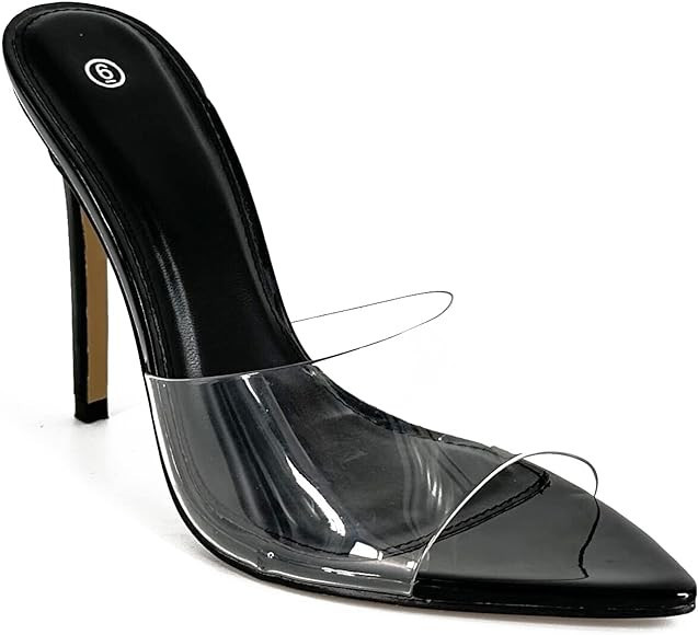 Shion ShaaYii Women Clear Pointed Toe Sandals Stiletto Heels Transparent Strap High Heels Slip on... | Amazon (US)