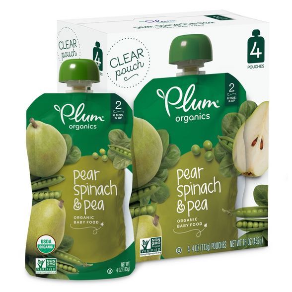 Plum Organics Pear Spinach & Pea Baby Food - (Select Count) | Target