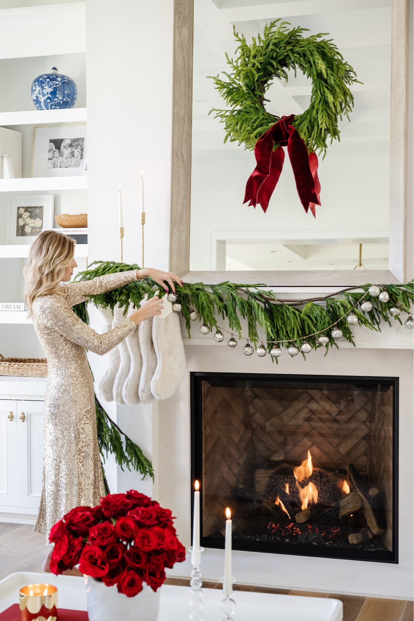 Holiday decor, Christmas decor, Christmas dress, holiday dress, winter fashion, sequin dress, Christmas mantel, Christmas wreath, Christmas, living room 

#LTKSeasonal #LTKhome #LTKHoliday