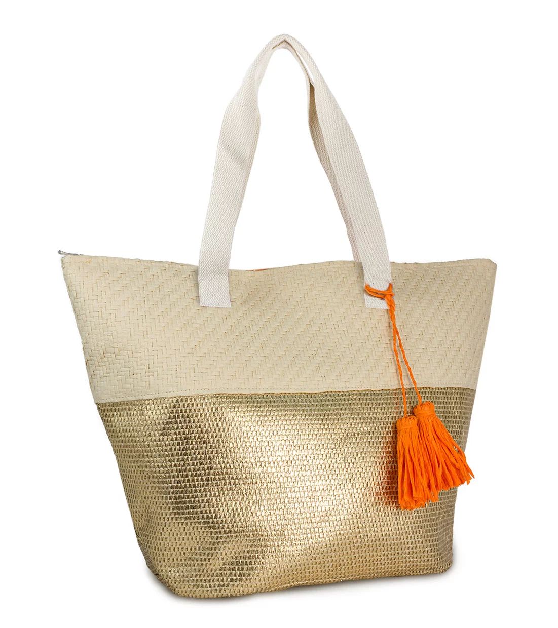 Magid Women's Adult Insulated Beach Tote Bag with Tassel Natural Gold - Walmart.com | Walmart (US)