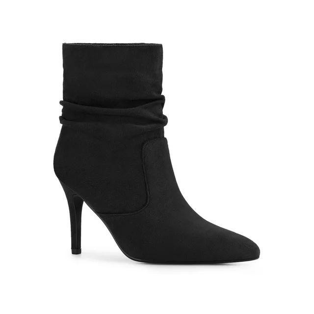 Allegra K Women's Slouchy Pointy Toe Pull on Stiletto Heels Ankle Boots | Walmart (US)