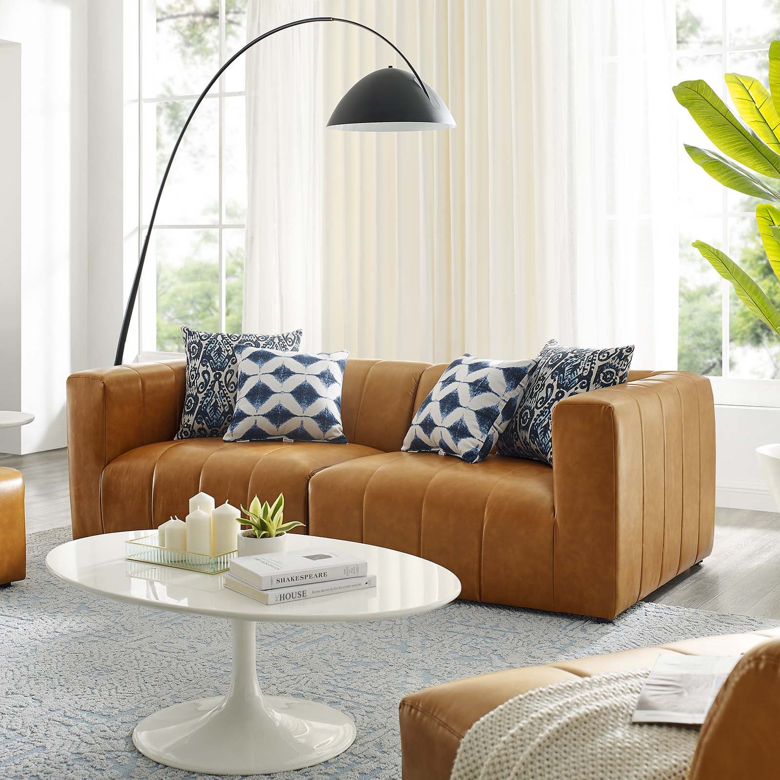 Modway Bartlett Vegan Leather 2-Piece Loveseat in Tan | Walmart (US)