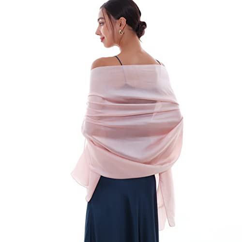 RIIQIICHY Pashmina Pink Shawls Wraps for Women Evening dresses Like Chiffon Silk Scarf for Weddings | Amazon (US)
