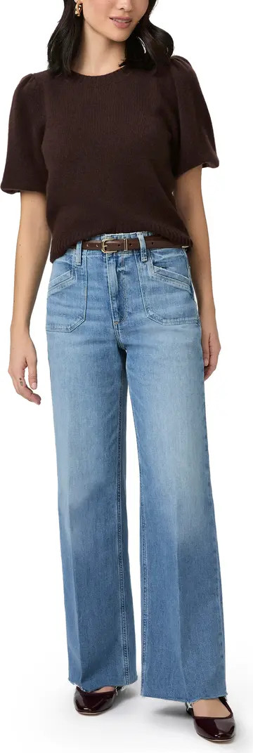 Anessa Raw Hem Welt Pocket High Waist Wide Leg Jeans | Nordstrom