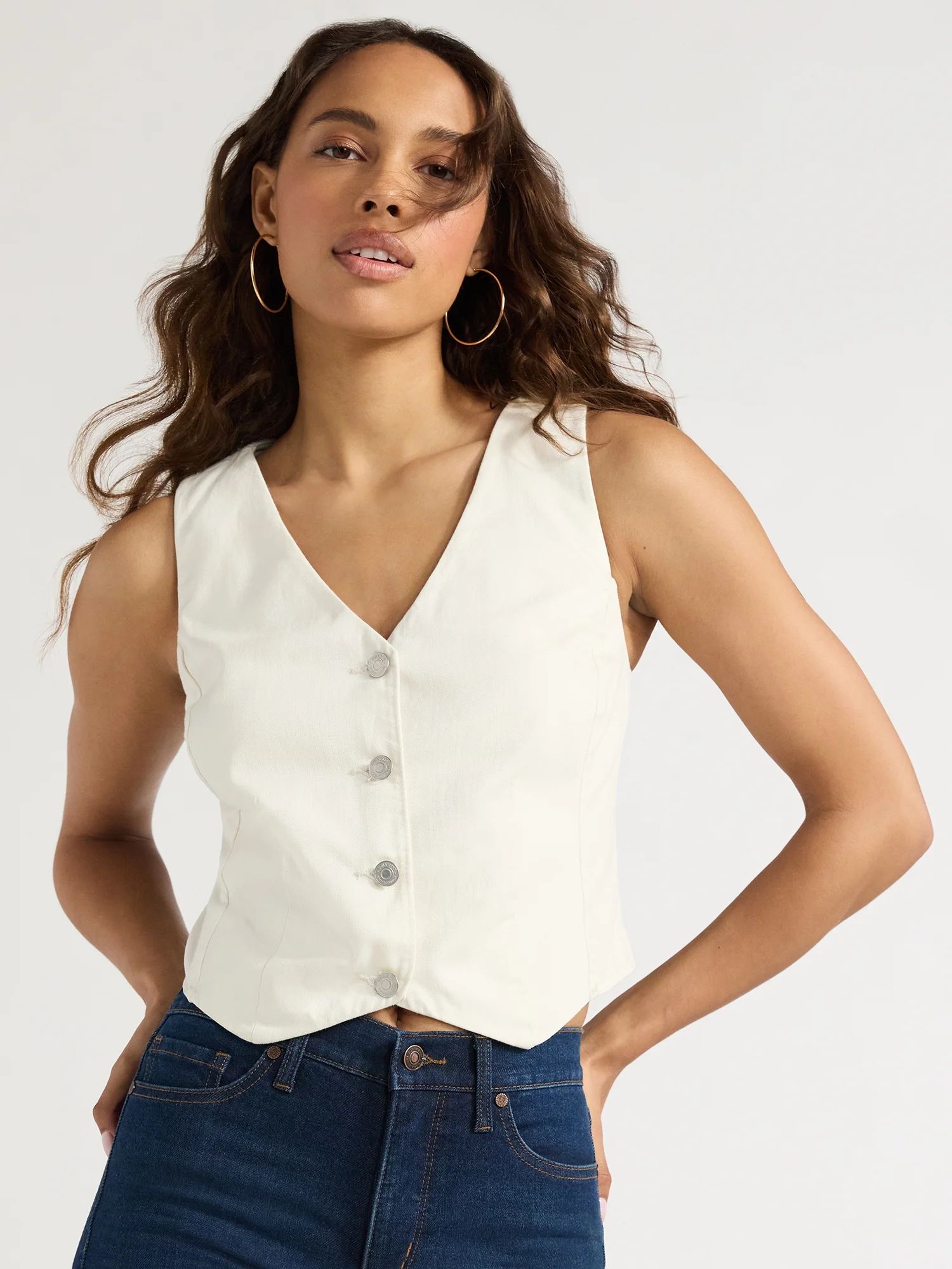 Sofia Jeans Women's Twill Vest, Sizes XS-XXXL - Walmart.com | Walmart (US)