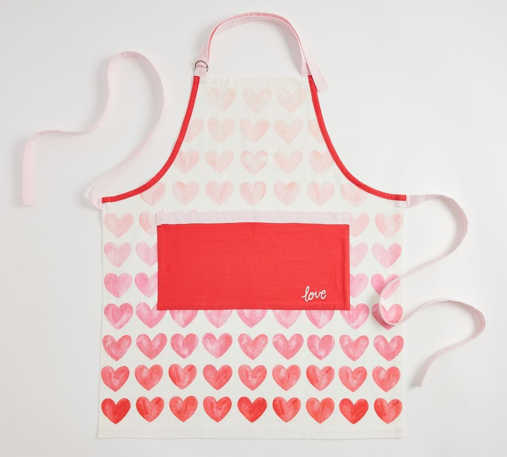 Watercolor Heart Cotton Apron, Oven Mitt, & Pot Holder Set | Pottery Barn (US)