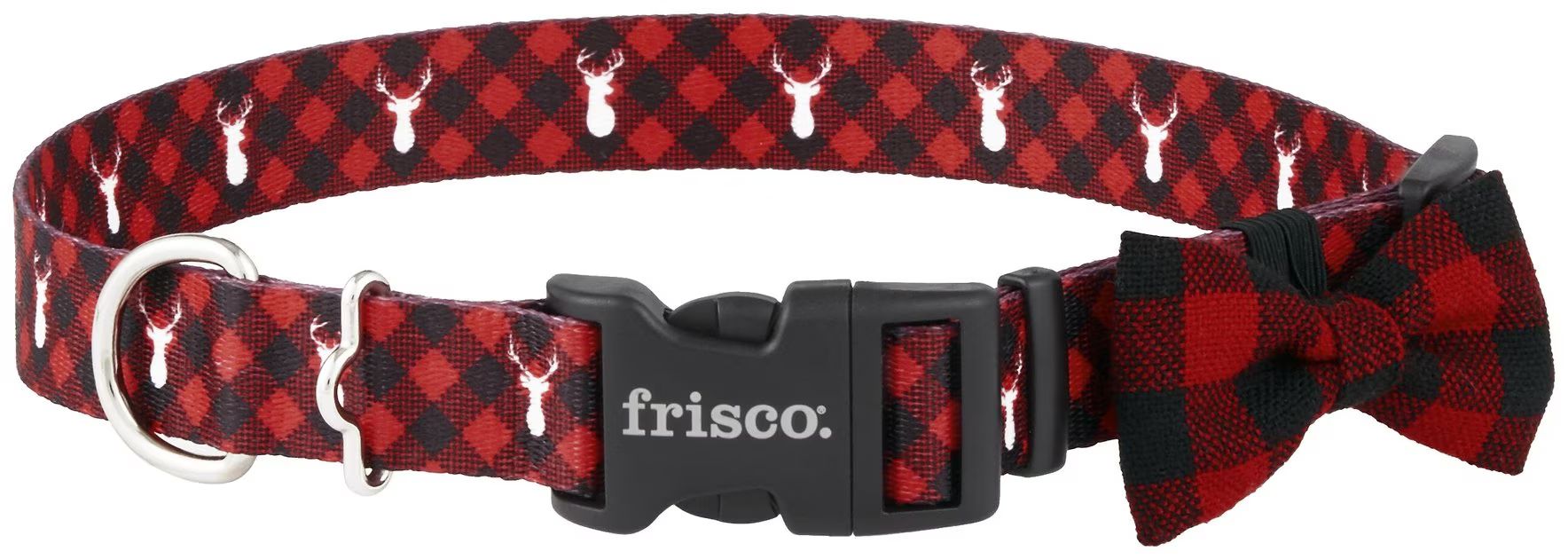 Frisco Holiday Reindeer Polyester Dog Collar with Removable Bowtie, Medium: 14 to 20-in neck, 3/4... | Chewy.com