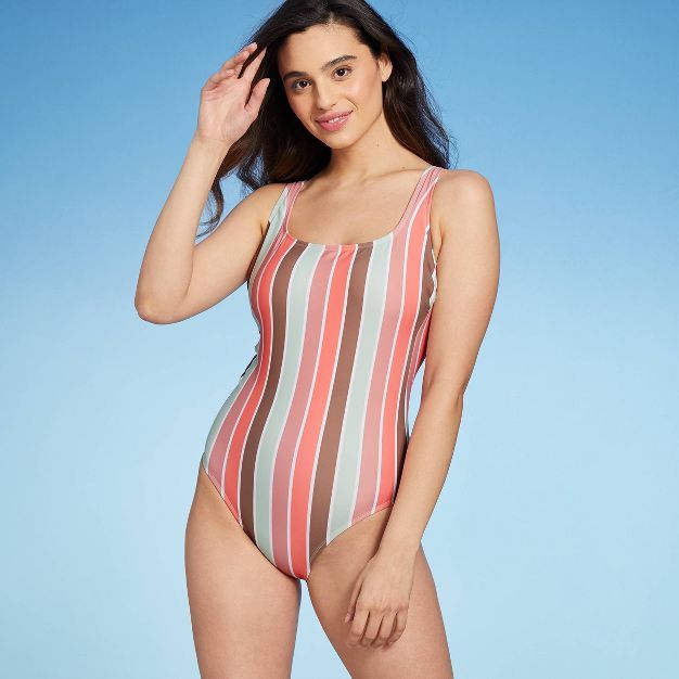 Women's Scoop Neck Medium Coverage One Piece Swimsuit - Kona Sol™ Multi | Target