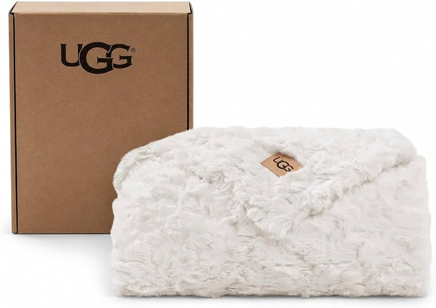 UGG Adalee Throw Blanket for Couch, Faux Fur Blanket, 50" x 70", White | Amazon (US)