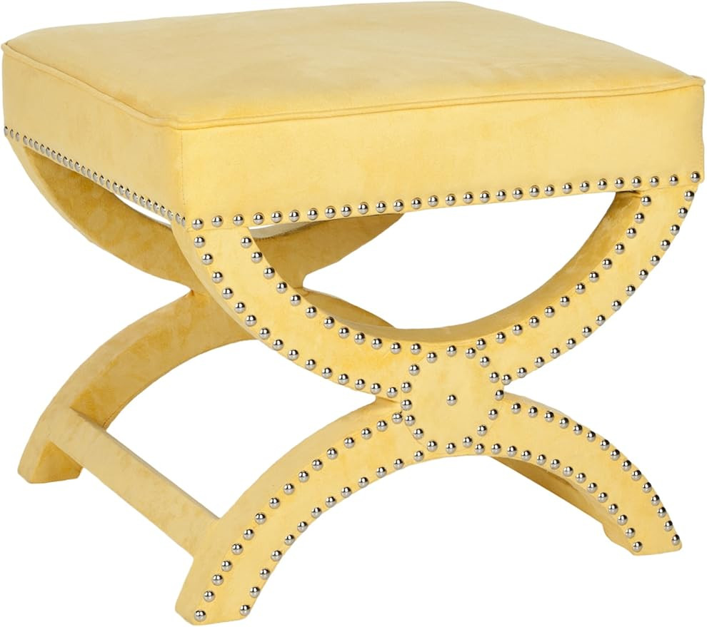 Safavieh Mercer Collection Mystic Ottoman, Yellow | Amazon (US)