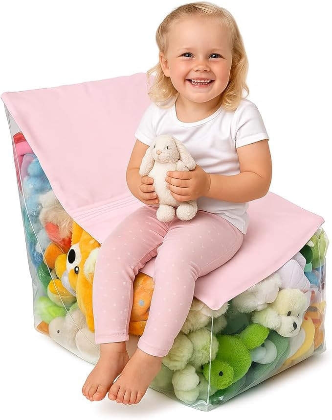 Stuffed Animal Storage Chair – Clear Bean Bag for Plush Toys, Toy Organizer Seat with PVC Windo... | Amazon (US)