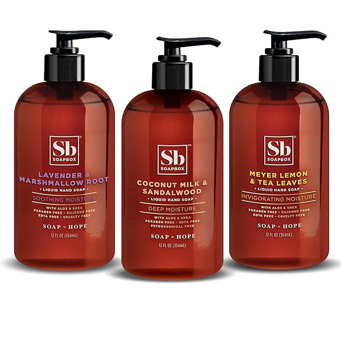 Soapbox Liquid Hand Soap, Coconut Milk & Sandalwood, Gentle & Moisturizing Hand Wash for Kitchen ... | Amazon (US)